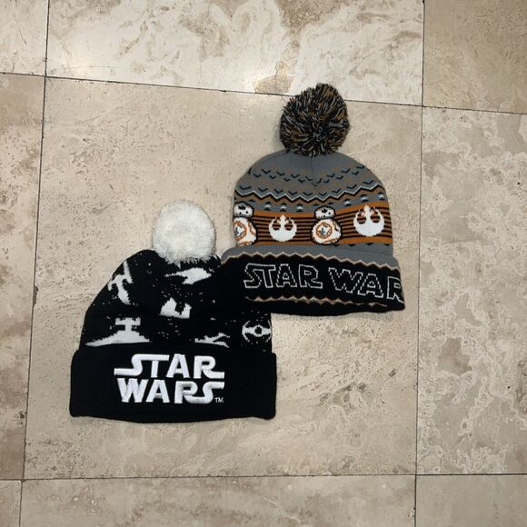 Set Of Two STAR WARS NEW ERA Knit Ski Beanie Hats Adult - Picture 1 of 5